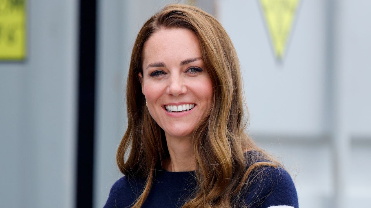 Kate Middleton&#039;s favourite white trainers are on sale. Seen here she visits the 1851 Trust and the Great Britain SailGP Team on July 31, 2022