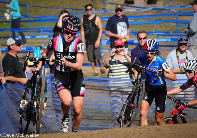 Gabby Durrin (Rapha Focus) leading on lap one