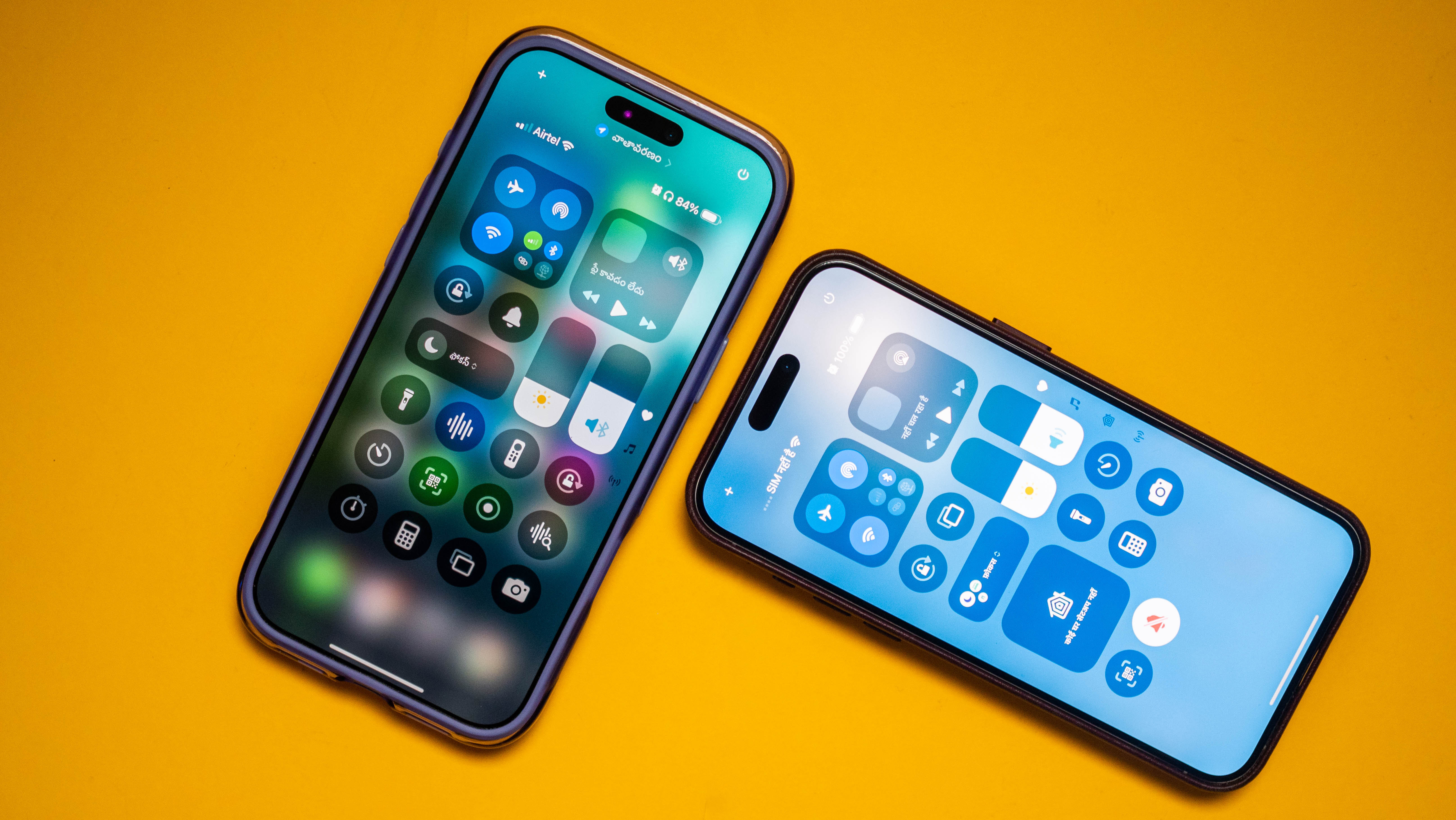 iPhone 16 Pro Max running Telugu and Hindi languages within iOS 18.4