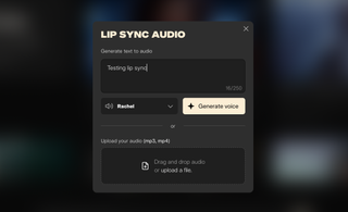screenshot of Pika Labs lip sync screen
