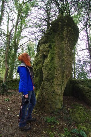 Vicki Cummings examines part of a stone circle