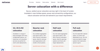 A website screenshot of Netwise Colocation Services
