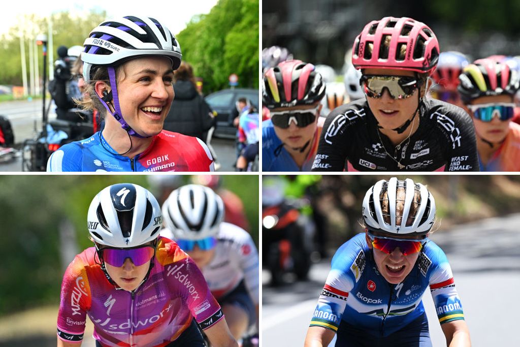 Grace Brown (FDJ-Suez), Kim Cadzow (EF-Oatly-Cannondale), Niamh Fisher-Black (SD Worx-Protime) and Sarah Gigante (AG Insurance-Soudal)