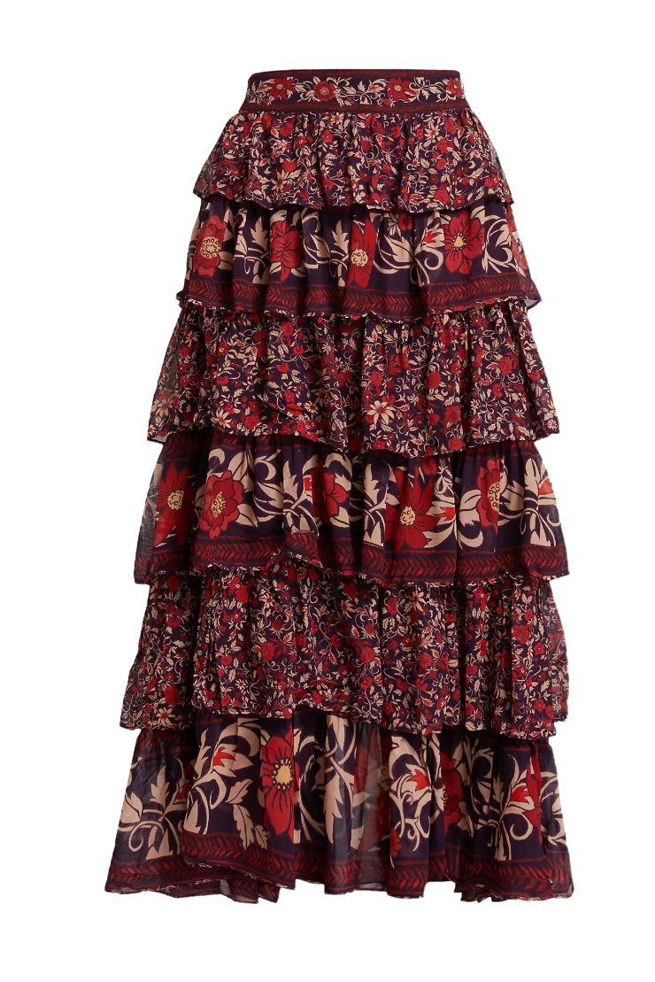 Farm Rio, Chelsea Garden Ruffled Maxi Skirt