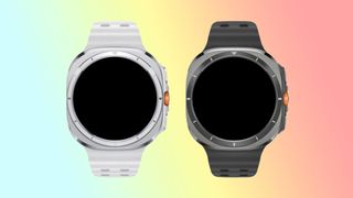 Samsung Galaxy Watch Ultra design renders showing a square case with a round face.