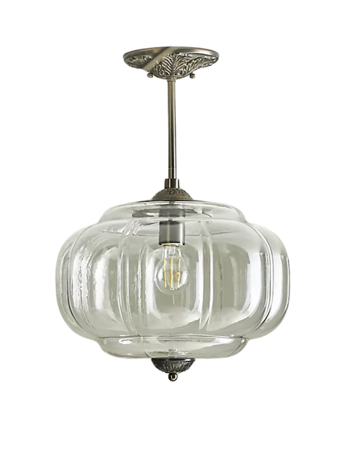 The Eloise Scallop Glass Outdoor Semi-Flush Mount Pendant Light