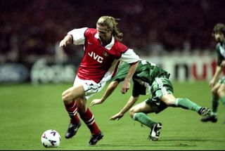 Emmanuel Petit in action for Arsenal against Panathinaikos in August 1998.