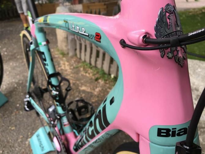 A look at Kruijswijk's pink head tube