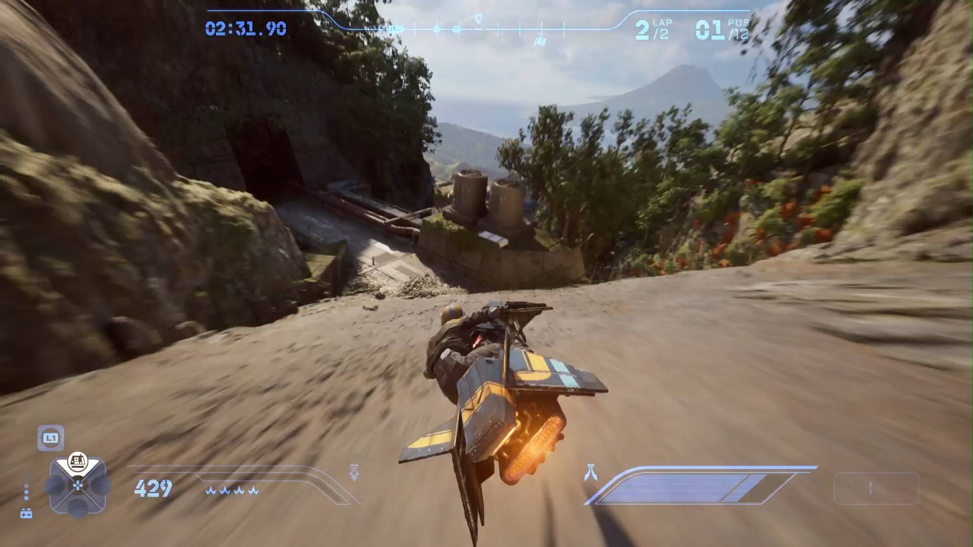 Star Wars Galactic Racer speeder bike taking shortcut on Lantaana