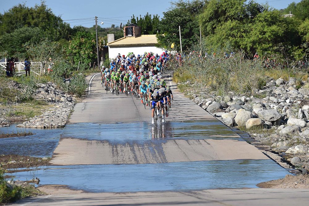 The San Luis peloton in action during stage 4.