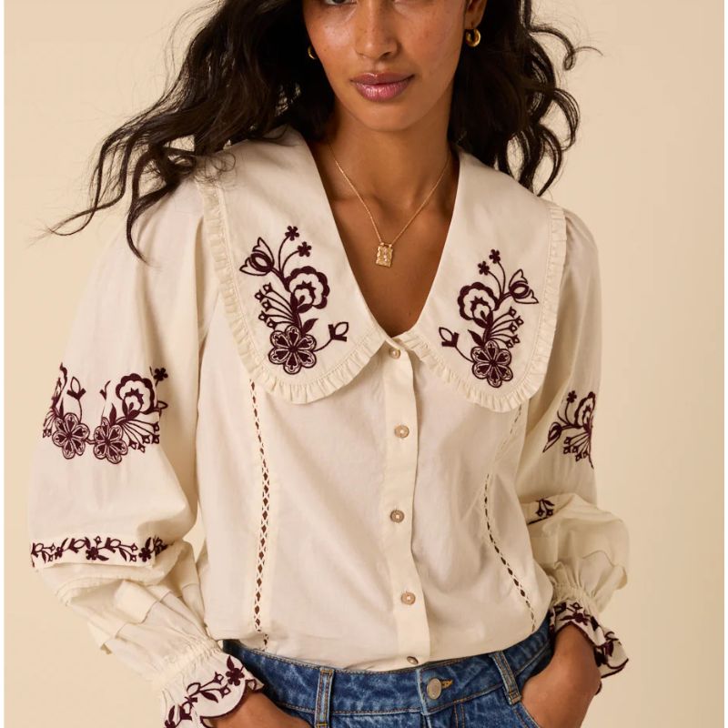 Nobody's Child , White Floral Embroidered Blouse