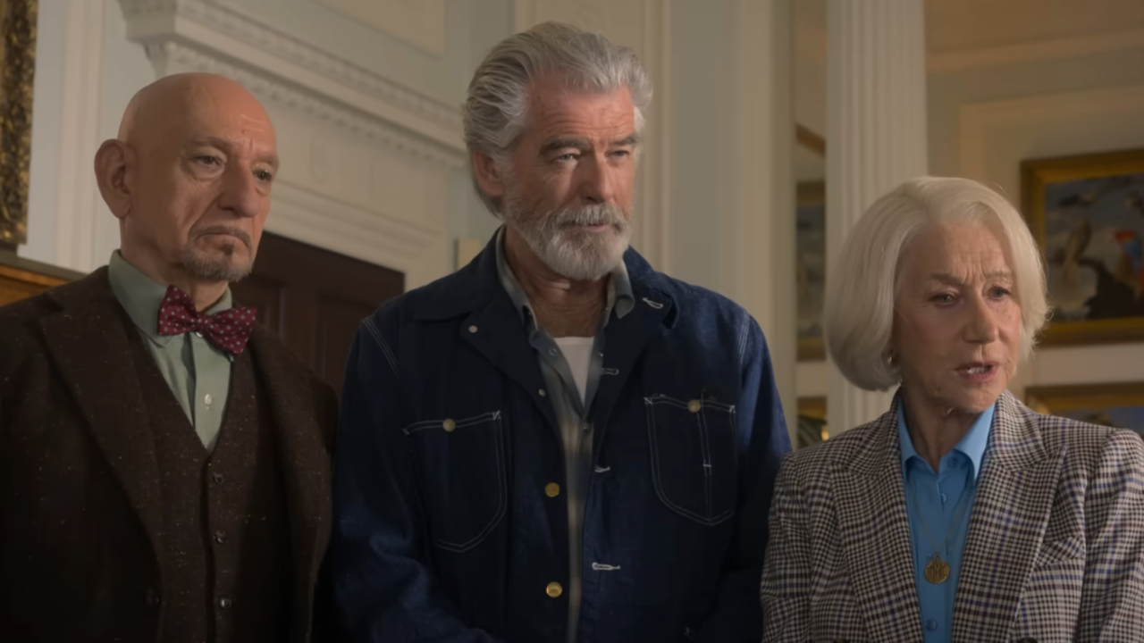 Ben Kingsley, Pierce Brosnan, and Hellen Mirren in The Thursday Murder Club