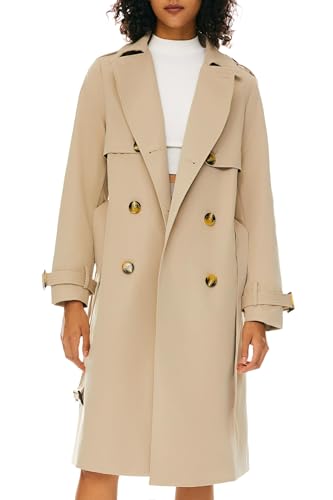 Orolay Long Trench Coat for Women With Belt Lightweight Double-Breasted Duster Trench Coat Slim Fit Khaki S
