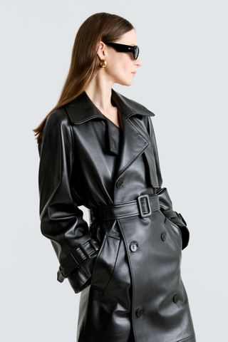 Nour Hammour Henri Leather Trench Coat