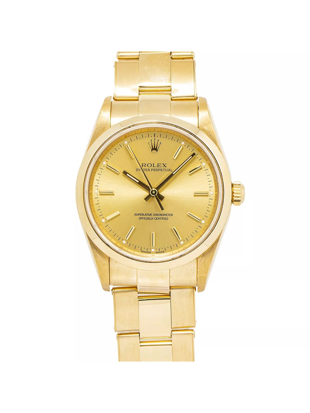 Rolex Oyster Perpetual 14208 Mint 18k Yellow Gold Auto Men's Watch 34mm