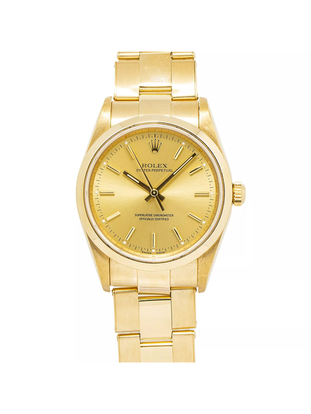 Rolex Oyster Perpetual 14208 Mint 18k Yellow Gold Auto Men's Watch 34mm