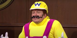 Elon Musk dressed as Wario on the witness stand.