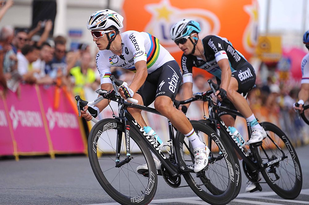 World champion Michal Kwiatkowski (Etixx-QuickStep) racing stage 1 in Warsaw