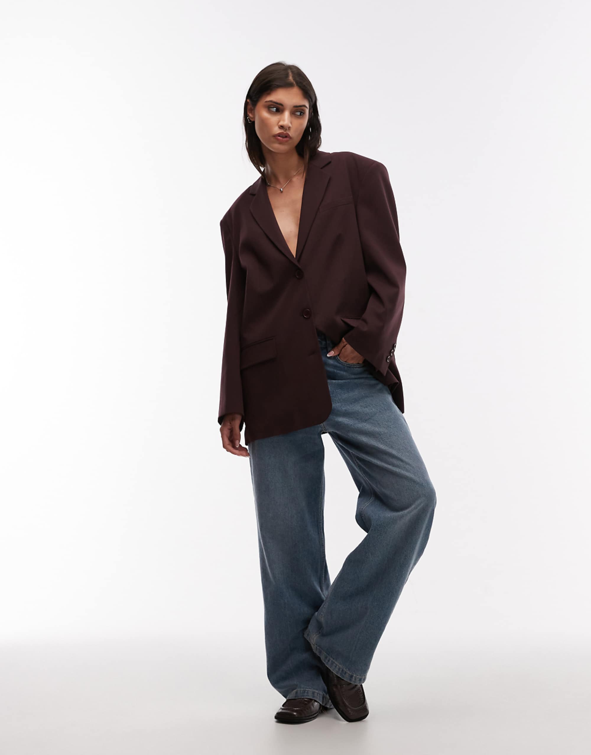 Asos Design Oversized Single Breasted Blazer in Plum
