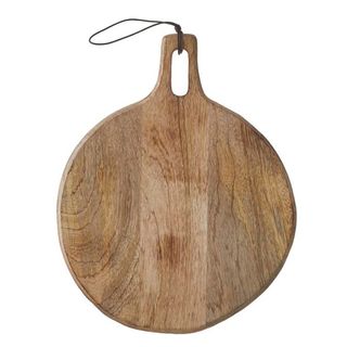 Rustic wood chopping board in organic round design