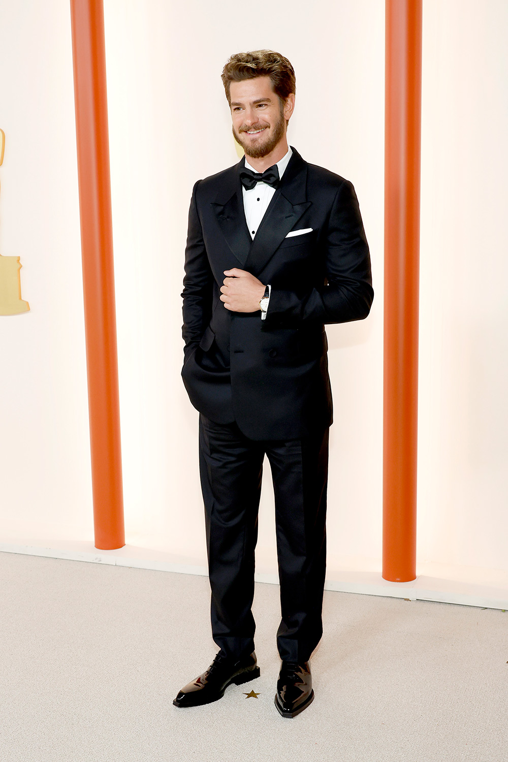 Andrew Garfield on the Oscars 2023 95th Academy Awards red carpet in Los Angeles
