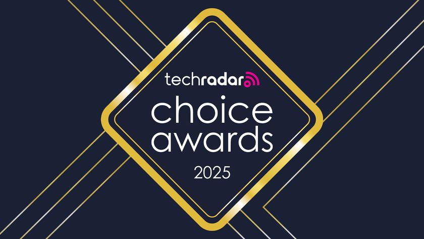 The TechRadar Choice Awards 2025 logo, which is a gold diamond on a deep blue background, with gold lines running through it at sharp angles