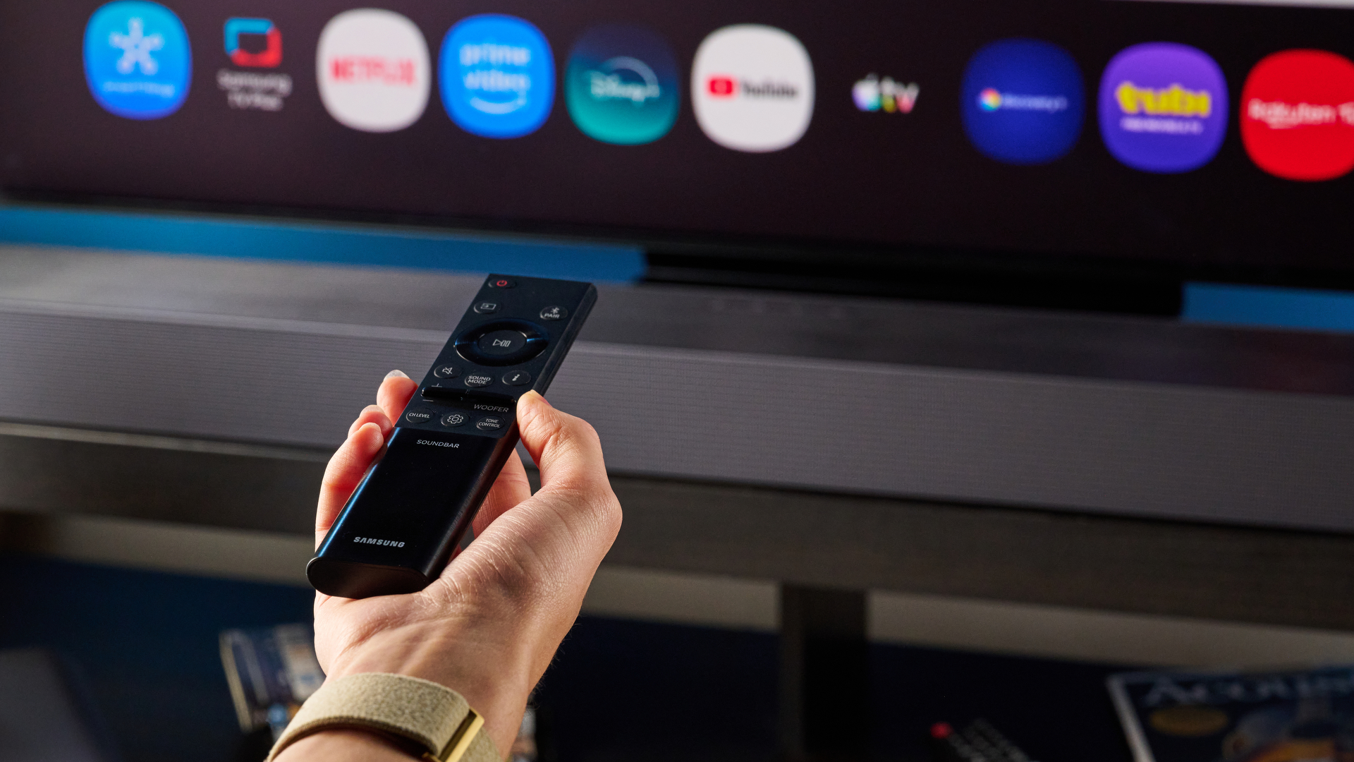 the samsung q990h soundbar with subwoofer and rears