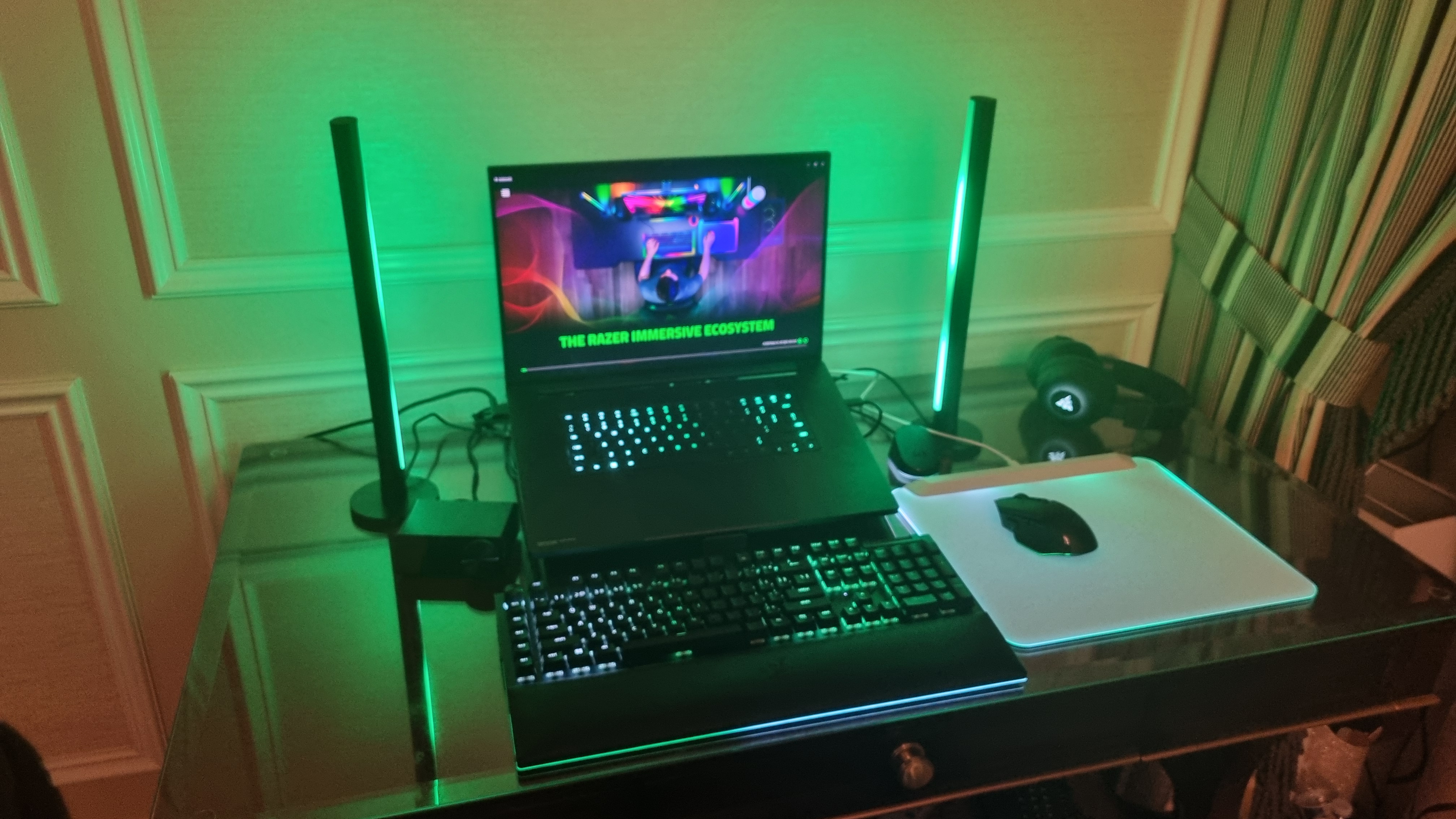 Razer's Aether RGB Chroma lighting system, showing various colours.