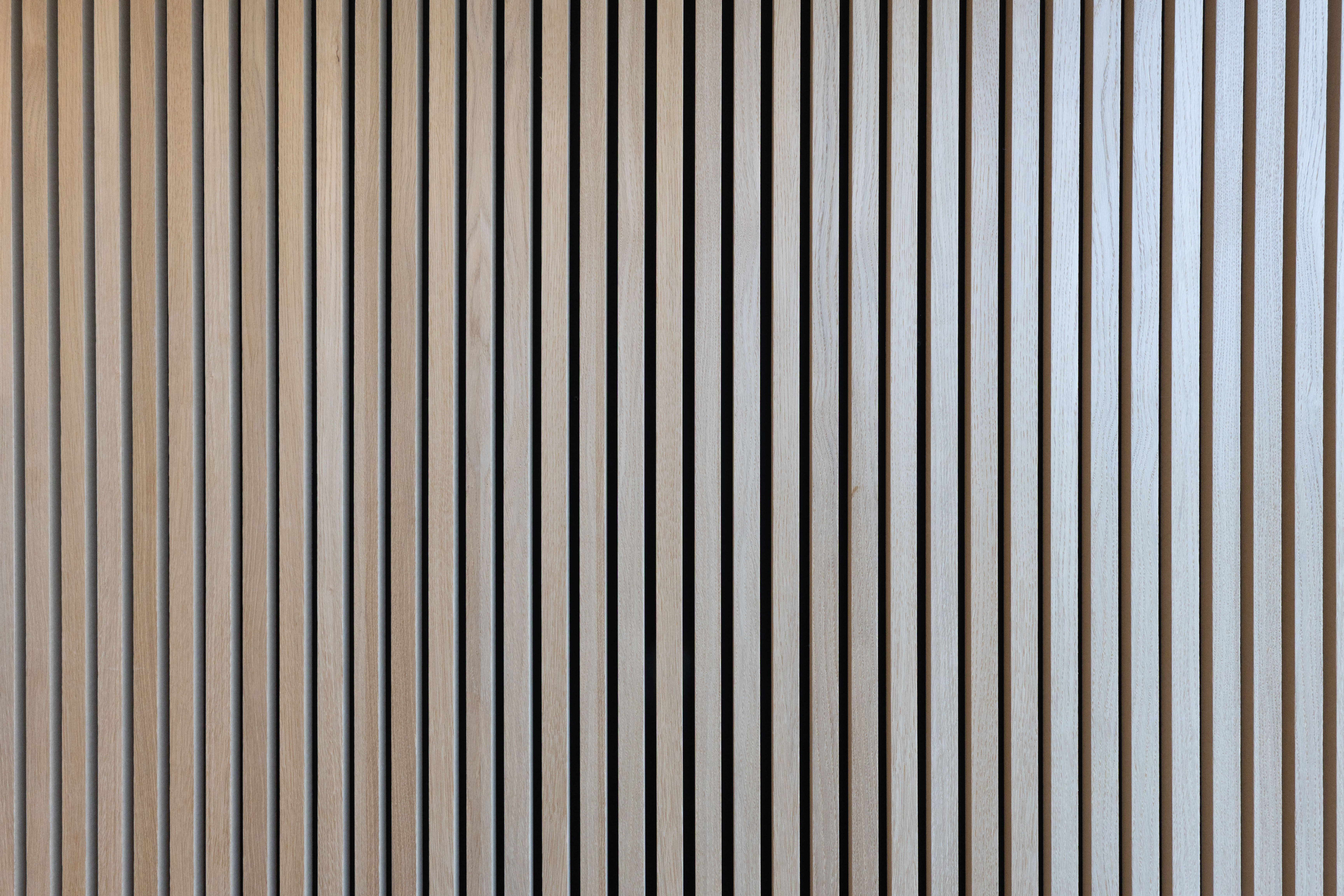Close up a wooden slatted wall