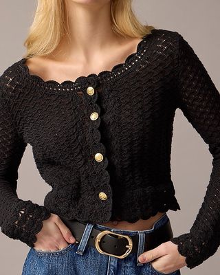 Crochet Cropped Cardigan Sweater