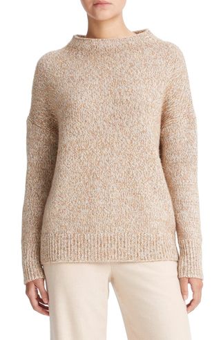 Marled Wool Blend Funnel Neck Sweater