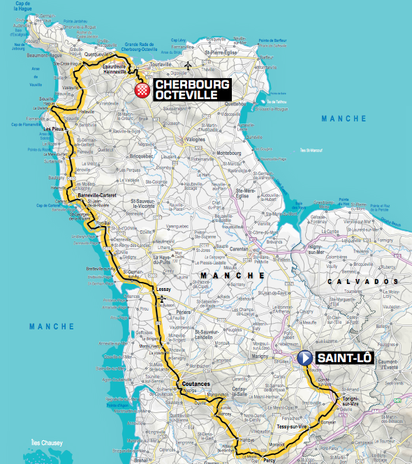 The map of stage two of the 2016 Tour de France