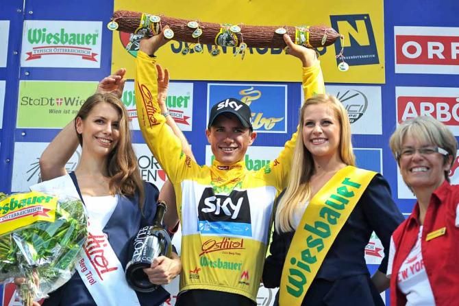 Team Sky's Peter Kennaugh in the race lead at Tour of Austria