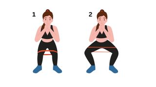 Illustrated woman demonstrating how to do hip abduction exercise as part of a resistance band leg workout