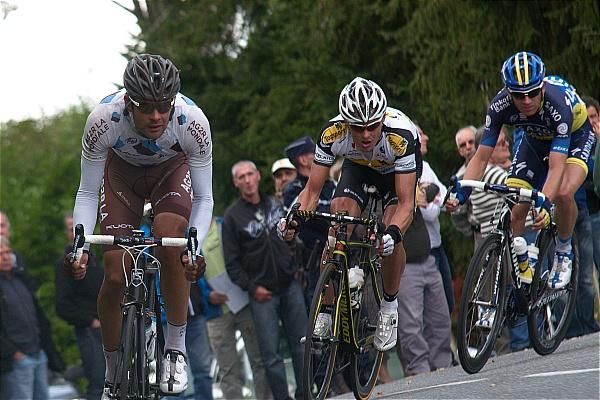 Gregor Gazvoda (AG2R La Mondiale) at the head of the early break.