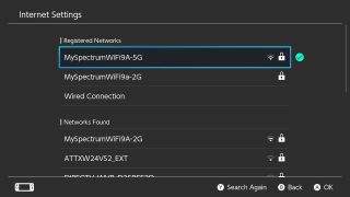 How to connect to a hotspot on your Nintendo Switch by showing steps: Select your smartphone's hotspot from the WiFi list, then input the password to connect