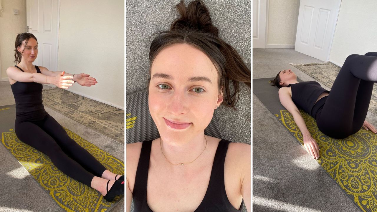 Katie Sims trying STOTT Pilates at home