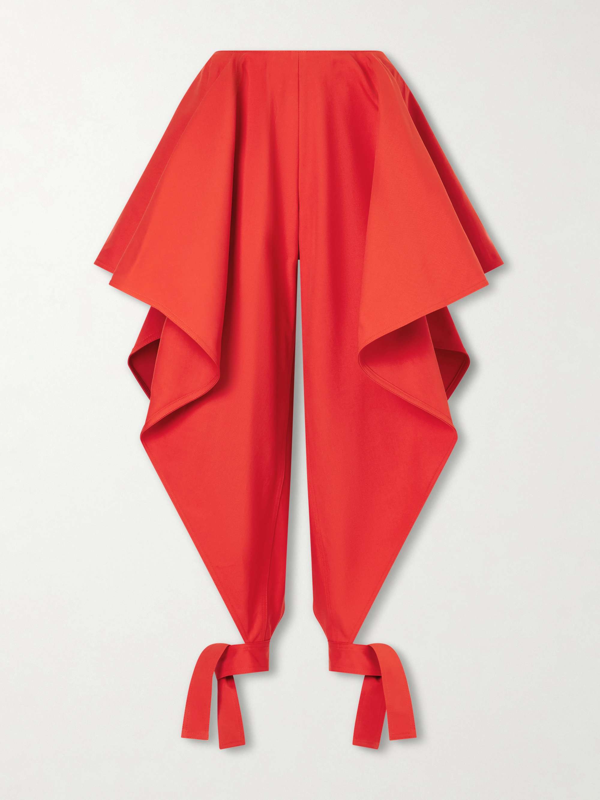 Paneled Ruffled Cotton-Gabardine Wide-Leg Pant