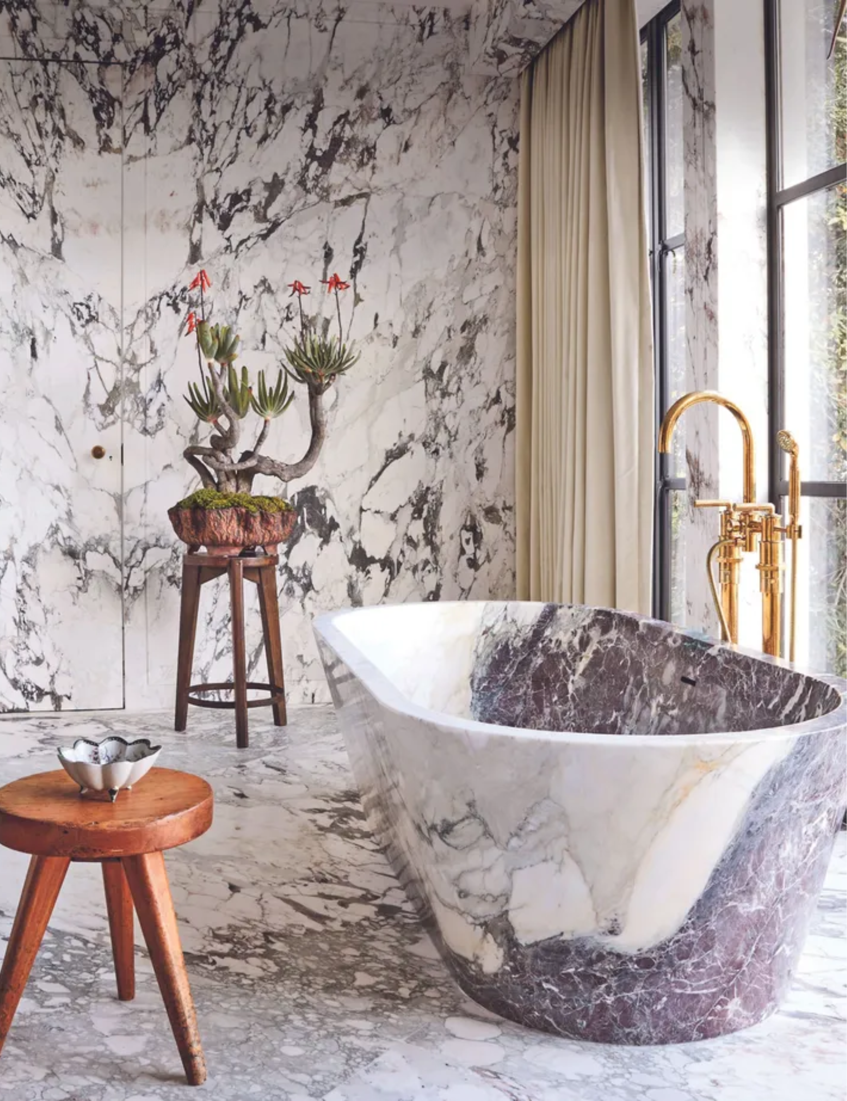 Bath and bathroom in marble
