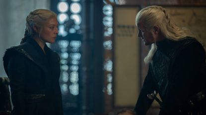 Emma D'Arcy as Rhaenyra Targaryen and Matt Smith as Daemon Targaryen in House of the Dragon season 3