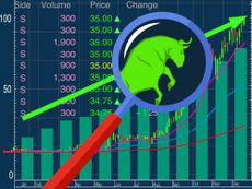 Stock market symbol bull market on a blue background vector