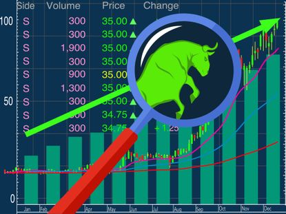 Stock market symbol bull market on a blue background vector
