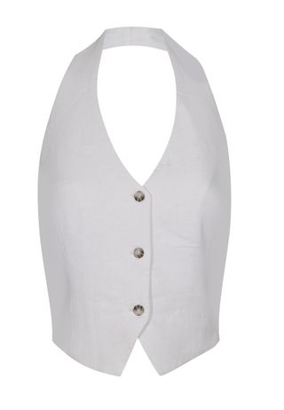 White Halter-Neck Button-Through Waistcoat
