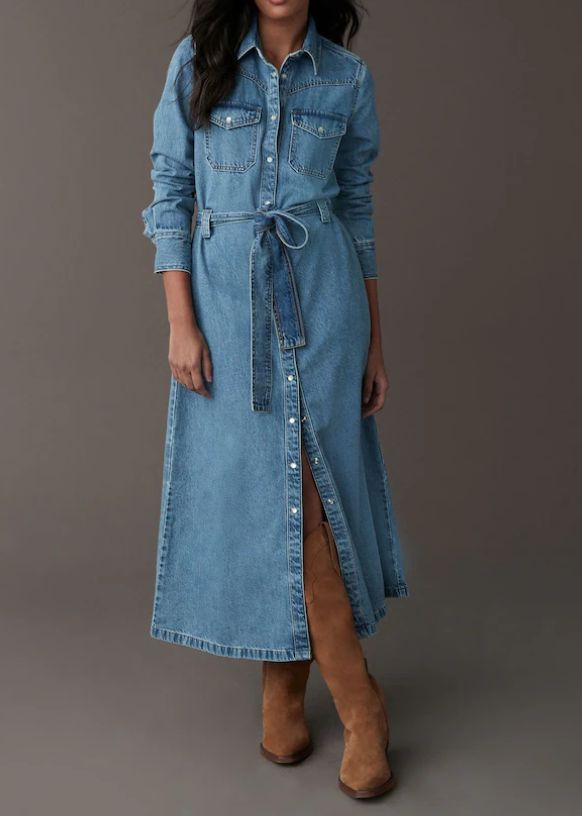 Image of blue denim dress