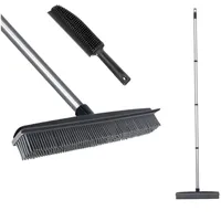 LandHope Rubber Broom with Squeegee and Carpet Rake Set