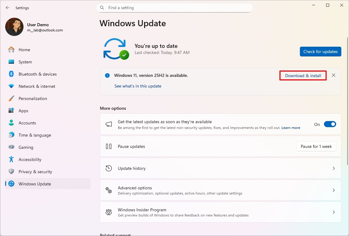 Windows 11 get version 25H2