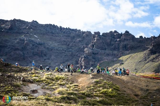 Riders gather at the top before a timed section at the Enduro World Series opener