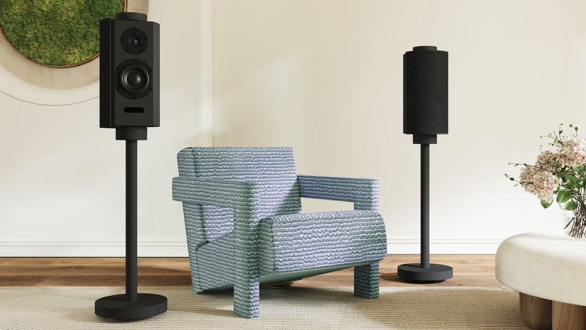 Goldmund Pulp speakers in black on stands