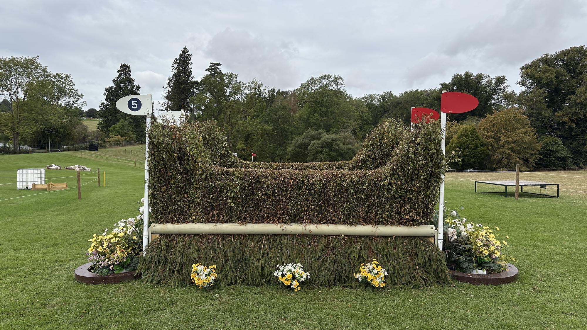 Brush oxer fence on the Burghley cross-country course 2026