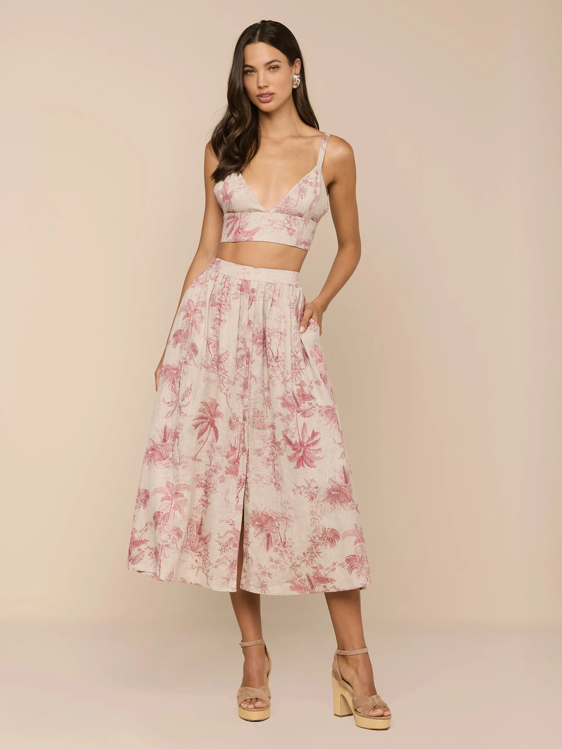 L'AGENCE, Seina Linen Midi Skirt